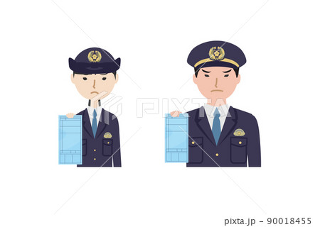 青切符を持っている制服の警察官たち（上半身） 90018455