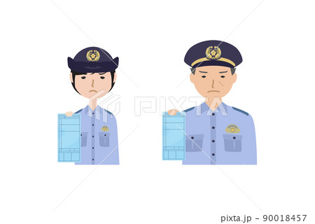 青切符を持っている夏服の警察官たち（上半身） 90018457