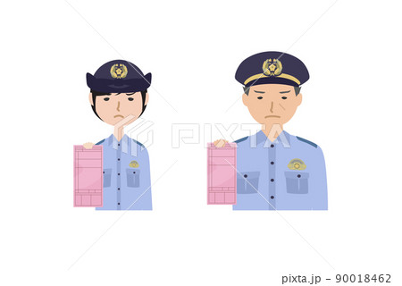 赤切符を持っている夏服の警察官たち（上半身） 90018462