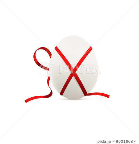 Chicken egg wrapped as gift for Easter, realistic vector illustration isolated. 90018637