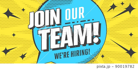 Join our team recruitment design poster template. Hiring banner trendy vector illustration 90019782