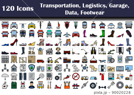 Set of 120 Transportation, Logistics, Garage, Data, Footwear icons Set of 120 Transportation, Logistics, Garage, Data, Footwear icons 90020228