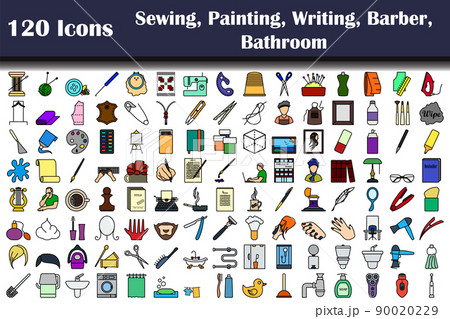 Set of 120 Sewing, Painting, Writing, Barber, Bathroom icons 90020229