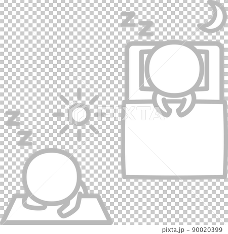 A person who sleeps on a futon at night and a person who takes a nap at a desk at noon 90020399