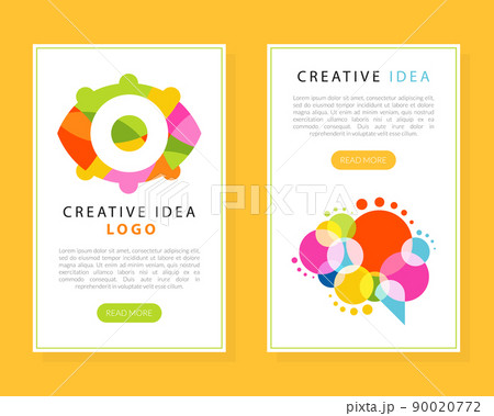 Bright Creative Idea Landing Page with Text Sample Vector Template 90020772
