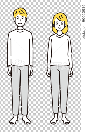 人物イラスト　線画 90020956