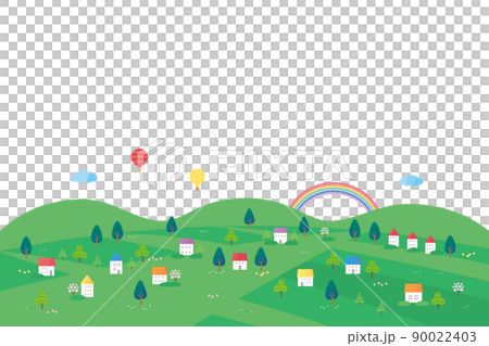 2022素材-かわいい家（夏風景）5ベク 90022403