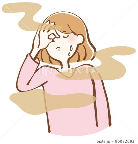 口臭くさい　女性　イラスト 90022692