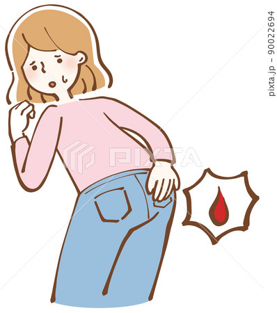 お尻　血　女性 イラスト 90022694