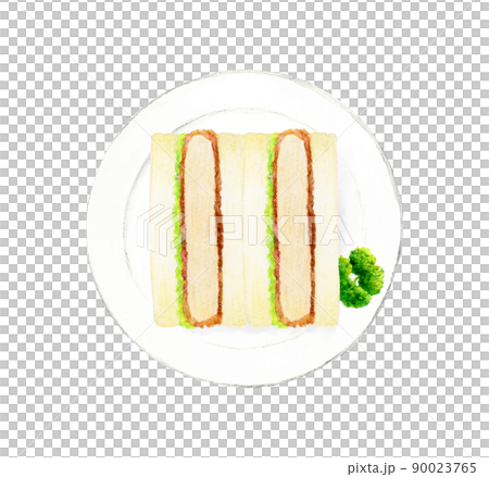 Hand-painted watercolor illustration material of cutlet sandwich and parsley on a plate for cooking and cafe menu 90023765