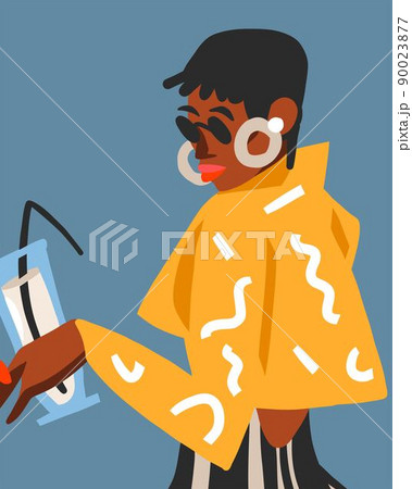 Hand drawn vector abstract stock modern graphic illustration character of young summer happy retro vintage funky girl with cocktail,90s vintage avatar print concept,retro vector modern woman design. Hand drawn vector abstract stock modern graphic illustration character of young summer happy retro vintage funky girl with cocktail,90s vintage avatar print concept,retro vector modern woman design. 90023877