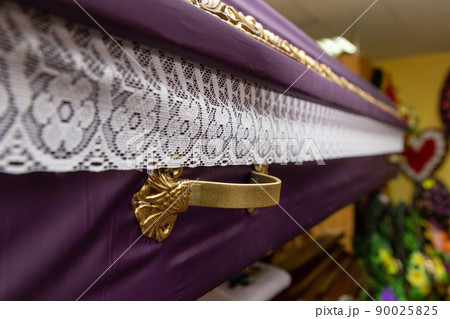 Interior of room with funeral accessories. Interior of room with funeral accessories. 90025825