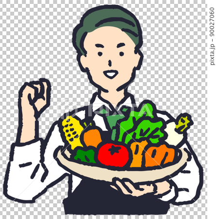 Illustration cut of a man with vegetables Illustration cut of a man with vegetables 90027060