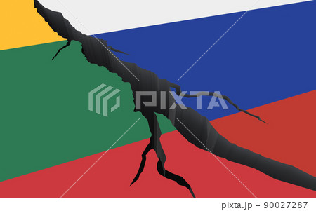 Conflict between Russia and Lithuania. 3d render. 90027287