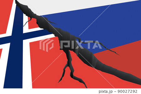 Conflict between Russia and Norway. 3d render. 90027292