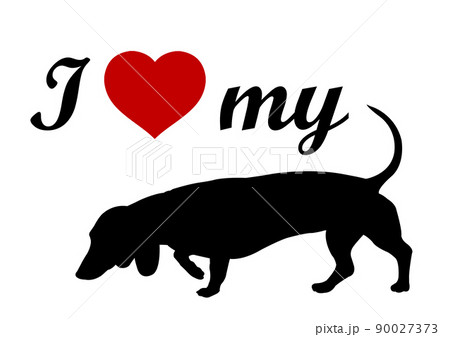 I love my dachshund,  label - vector 90027373