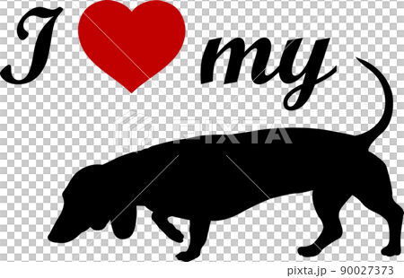 I love my dachshund,  label - vector 90027373