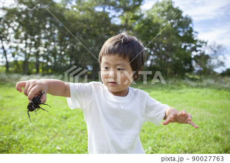 昆虫採集をする子ども 90027763