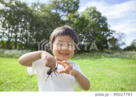 昆虫採集をする子ども 90027765