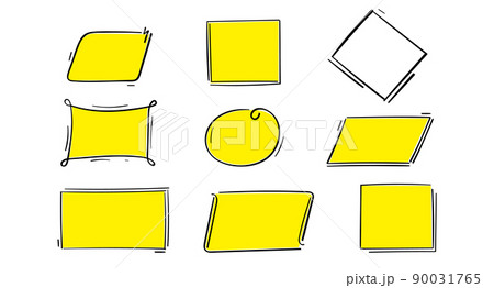 A set of abstract painted frames of different shapes. Rhombus, rectangle, square and circle. 90031765