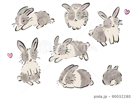 【うさぎ】手描きイラスト 絵手紙妙華】かわいいイラスト飛びうさぎの簡単な描き方（簡単3