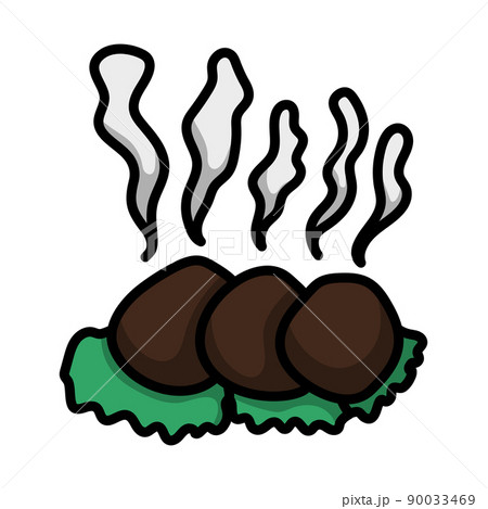 Icon Of Smoking Cutlet On Plate Icon Of Smoking Cutlet On Plate 90033469