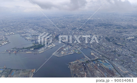航空写真：千葉市中央区上空・千葉みなとの写真素材 [90034063