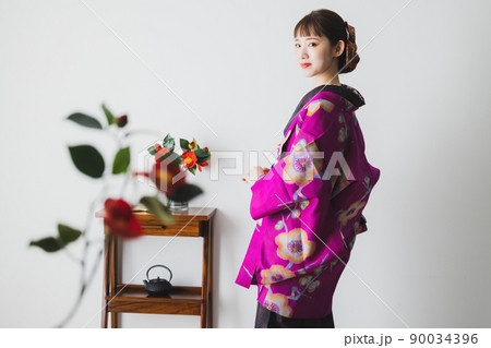 着物　紬　銘仙　アンティーク羽織 90034396