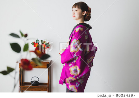 着物　紬　銘仙　アンティーク羽織 90034397