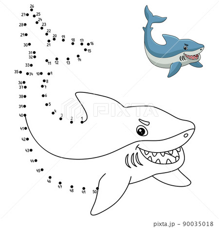 Dot to Dot Great White Shark Coloring Page Dot to Dot Great White Shark Coloring Page 90035018