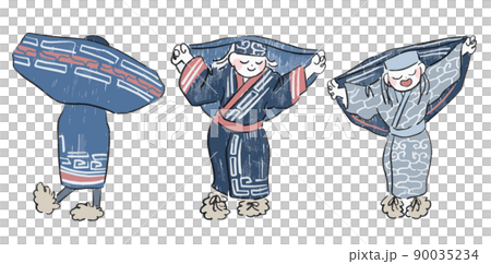 踊るアイヌ民族　鶴の舞　イラスト 90035234