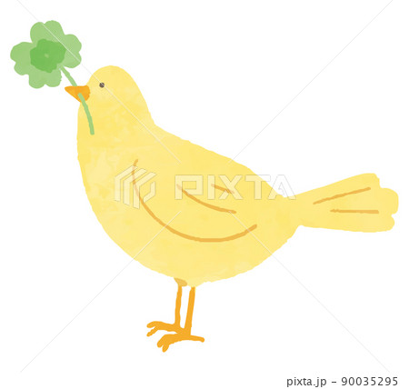 黄色い鳥とクローバー 90035295