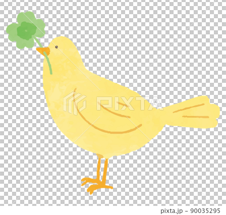 黄色い鳥とクローバー 90035295
