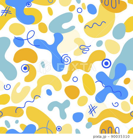 Hand drawn various shapes and doodle objects. Abstract geometric modern trendy vector illustration. Stamp texture. 90035310