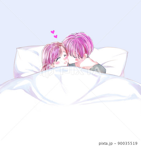 ベッドでいちゃいちゃする男女 ベッドでいちゃいちゃする男女 90035519
