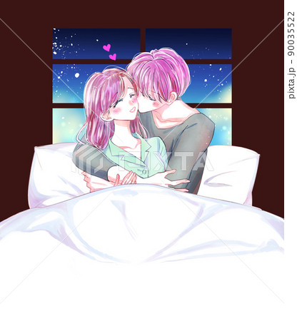 ベッドでいちゃいちゃする男女 パジャマ ベッドでいちゃいちゃする男女 パジャマ 90035522