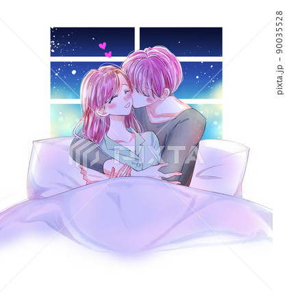 ベッドでいちゃいちゃする男女 パジャマ ベッドでいちゃいちゃする男女 パジャマ 90035528