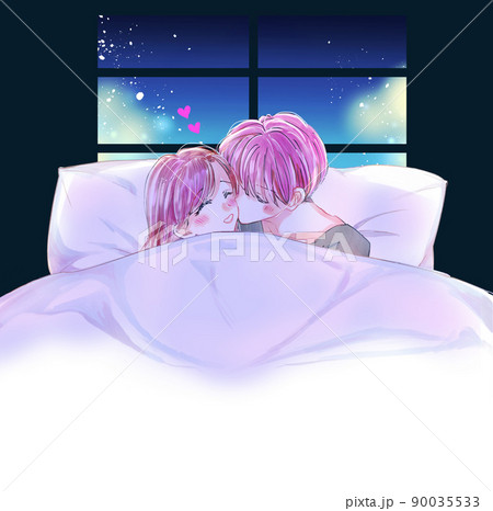 ベッドでいちゃいちゃする男女 ベッドでいちゃいちゃする男女 90035533