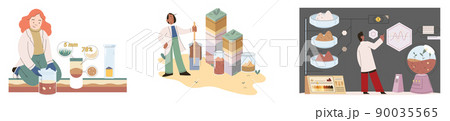 Soil analysis and earth pollution or structure control. Scientist measuring ground levels status metaphor Soil analysis and earth pollution or structure control. Scientist measuring ground levels status metaphor 90035565
