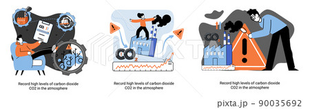 Carbon footprint and its consequences. Causes of climate change on planet. Ecological problems metaphor 90035692