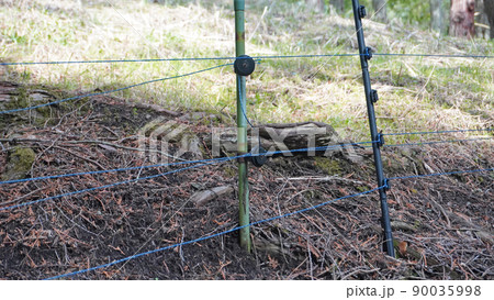 山林に設置された電気柵＜01＞ 90035998