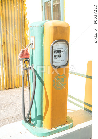 gas station pumps. Old Vintage technology Fuel Dispenser fossil fuel energy for car vehicle transportation. gas station pumps. Old Vintage technology Fuel Dispenser fossil fuel energy for car vehicle transportation. 90037223