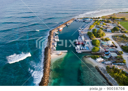 Aerial view of Fuvahmulah Harbour, Maldives Aerial view of Fuvahmulah Harbour, Maldives 90038708