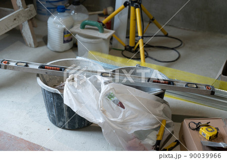 work process during the restoration of the old room, repairs and tools. 90039966