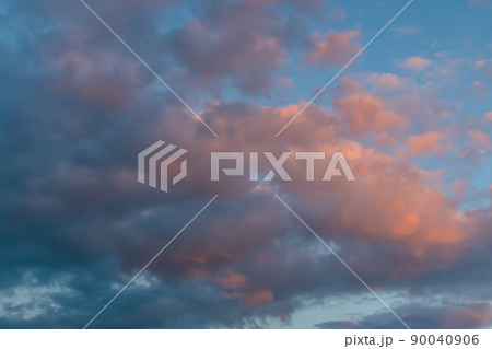 Dramatic clouds against blue sky at evening, gets dark Dramatic clouds against blue sky at evening, gets dark 90040906