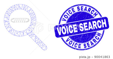 Blue Grunge Voice Search Stamp and Web Carcass Zoom Out 90041863