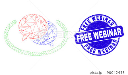 Blue Scratched Free Webinar Stamp and Web Mesh Social Network Messages 90042453