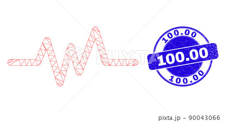 Blue Grunge 100.00 Stamp and Web Mesh Pulse Signal 90043066