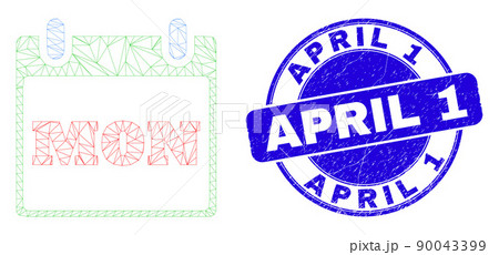 Blue Grunge April 1 Stamp and Web Carcass Monday Calendar Page 90043399