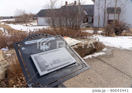 Calgary, AB, Canada - March 14 2022 : Fort Calgary National Historic Site of Canada. 90043441